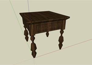 欧式木质小桌设计SU(草图大师)模型