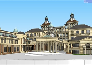 欧式古典酒店建筑设计SU(草图大师)模型