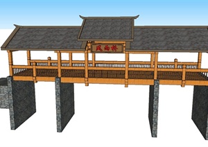 古典中式风雨桥设计SU(草图大师)模型