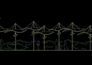 园林景观小木屋、阳光蓬设计CAD图