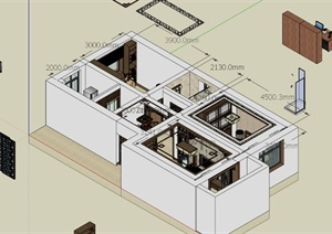 某古典中式室内住宅设计SU(草图大师)模型