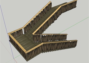 木质折叠楼梯设计SU(草图大师)模型