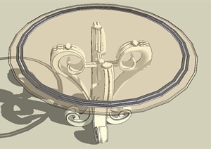 室内圆形玻璃桌设计SU(草图大师)模型