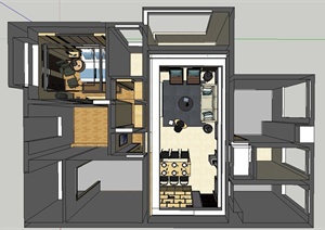 现代单身公寓室内装修设计SU(草图大师)模型