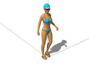 十种不同姿势的沙滩比基尼美女设计SU(草图大师)模型