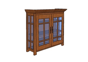 现代风格木质柜子设计SU(草图大师)模型