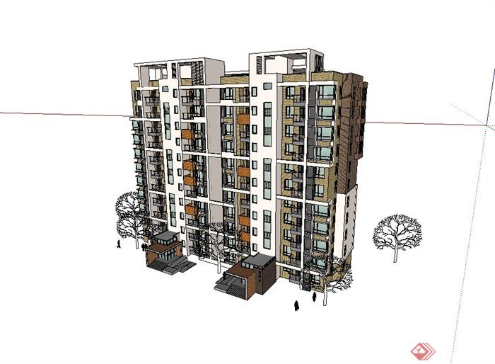 高精度多层住宅建筑设计su模型(2)