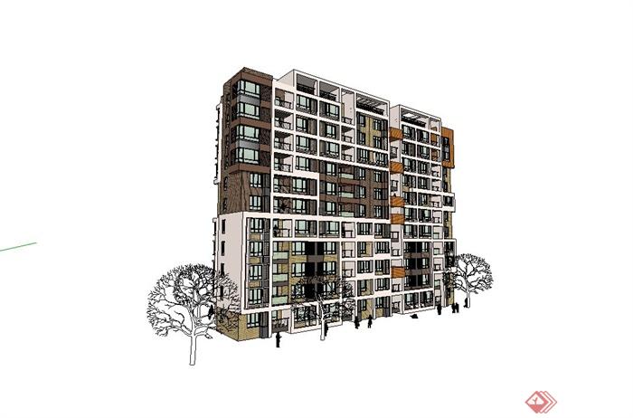 高精度多层住宅建筑设计su模型(3)