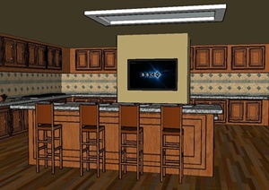 现代风格厨房设计SU(草图大师)模型