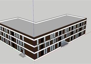 某三层工业厂房建筑模型