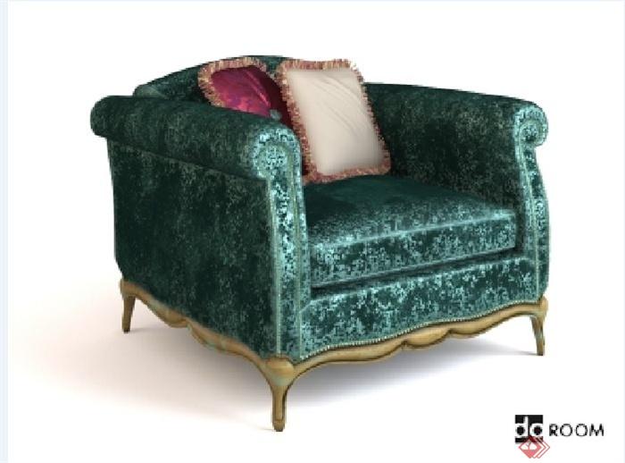 欧式风格沙发椅、沙发设计su模型(1)