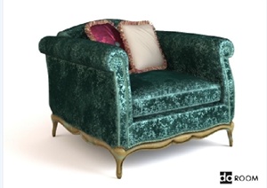 欧式风格沙发椅、沙发设计3d模型