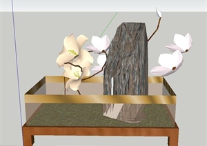 两款室内盆景植物花卉设计SU(草图大师)模型