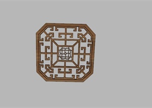 某古典中式木制窗花SU(草图大师)模型