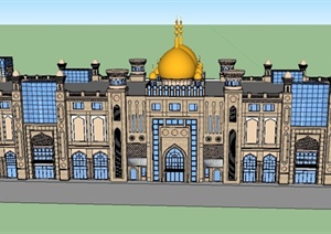 一个伊斯兰风格酒店建筑设计SU(草图大师)模型