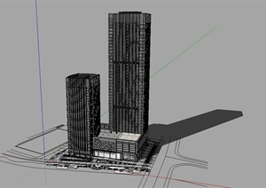 超高层办公、酒店综合体建筑设计SU(草图大师)模型