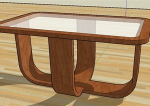 木质玻璃长方形茶几设计SU(草图大师)模型