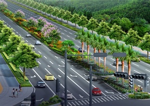 大道电厂路口绿化设计psd分层效果图