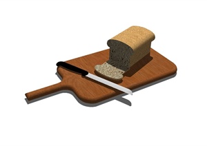 现代厨房用品刀具、面包设计SU(草图大师)模型