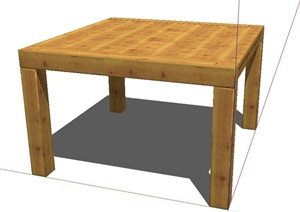 方形木质桌子设计SU(草图大师)模型