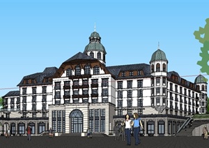 新古典风格酒店建筑设计SU(草图大师)模型