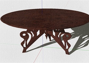 木质圆桌设计SU(草图大师)模型