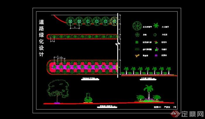 道路分车带绿化景观设计方案图(1)