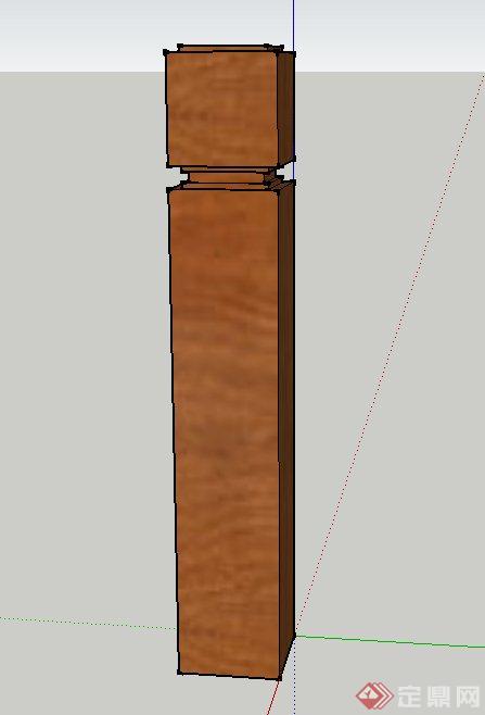 木质手扶梯柱设计SU模型+CAD图(1)
