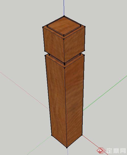 木质手扶梯柱设计SU模型+CAD图(2)