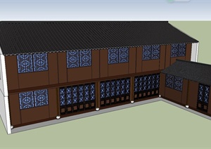 古典中式两层居住建筑设计SU(草图大师)模型