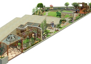 某别墅私家花园庭院景观设计psd效果图