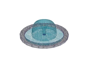 小区入口圆形喷泉水池设计SU(草图大师)模型