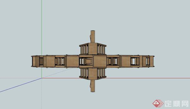 某木质水车模型SU模型(2)