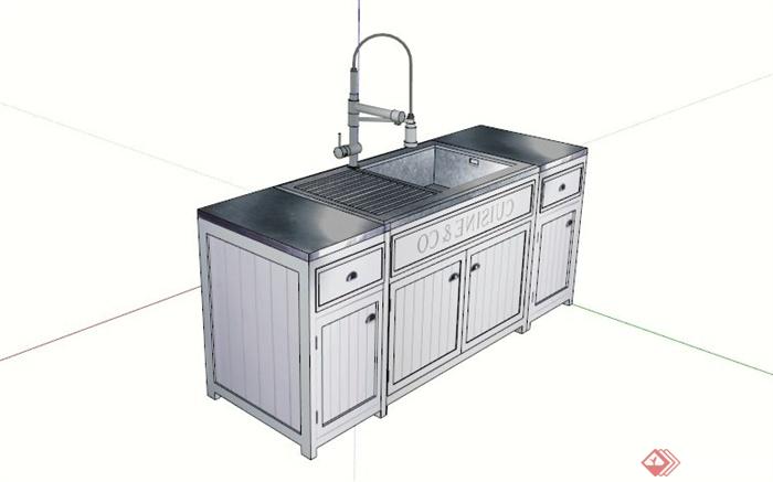 某现代厨房洗菜池SU模型(3)