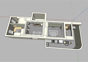 某一现代风格住宅空间室内装修设计SU(草图大师)模型