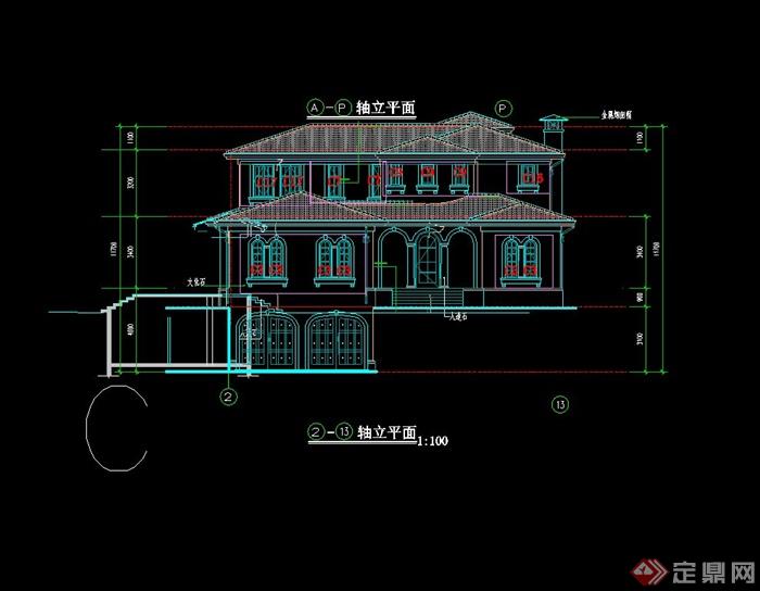 欧式二层自建别墅住宅建筑设计cad施工图(2)