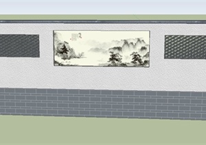 中式文化青瓦镂空景墙设计SU(草图大师)模型