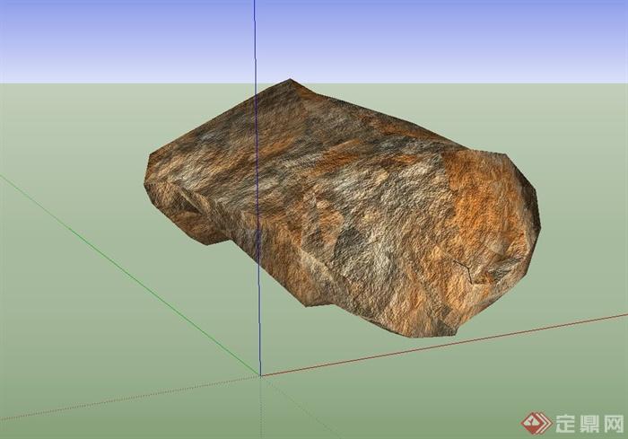 单个石块、石头设计su模型(1)