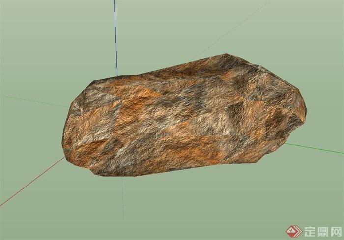单个石块、石头设计su模型(2)