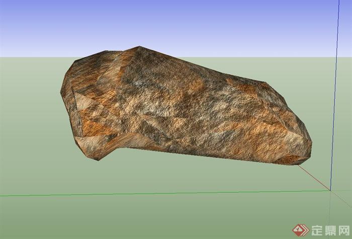 单个石块、石头设计su模型(3)