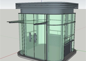 方形玻璃休息室建筑设计SU(草图大师)模型