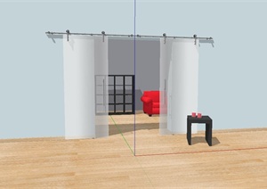 室内玻璃门设计SU(草图大师)模型