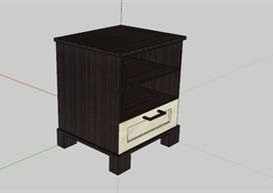 某现代深色木材床头柜SU(草图大师)模型