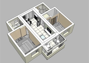 现代风格住宅室内装修设计SU(草图大师)模型