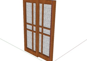 某现代木材玻璃推拉门SU(草图大师)模型