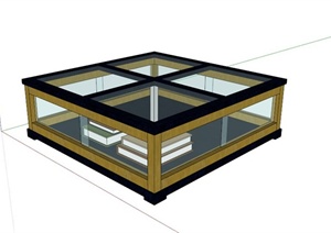 某现代正方形透明玻璃茶几SU(草图大师)模型