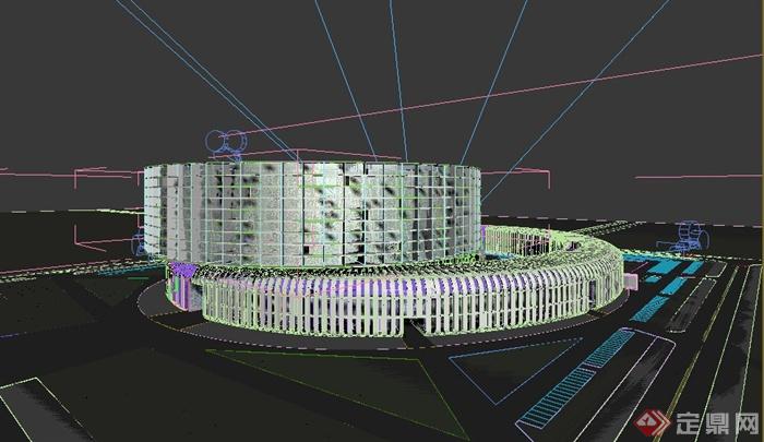 环形办公建筑设计3DMAX模型+psd效果图(7)