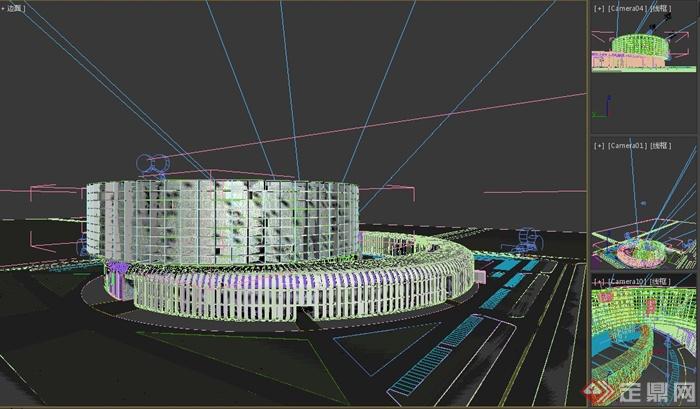 环形办公建筑设计3DMAX模型+psd效果图(8)