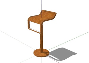 全木质吧台坐凳设计SU(草图大师)模型