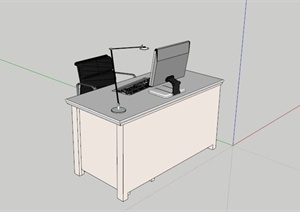 某现代电脑桌椅组合SU(草图大师)模型